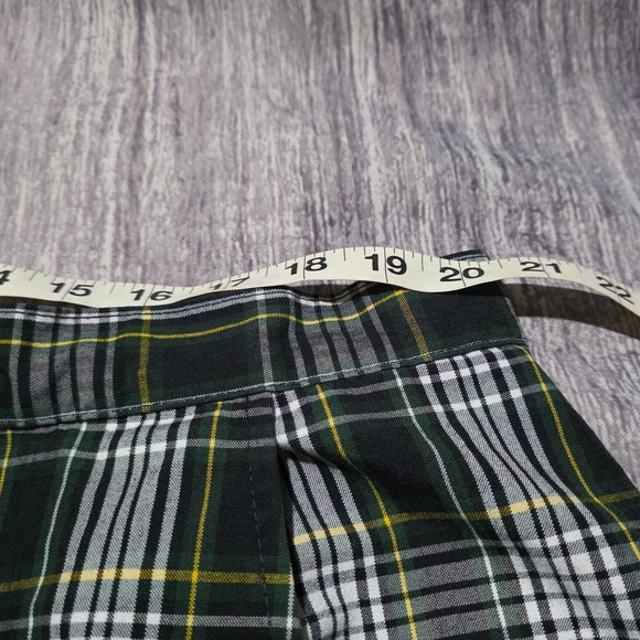 DENNIS JUNIOR Plaid Skirt Women's Green White Yellow Button Detail Schoolgirl - Picture 10 of 12